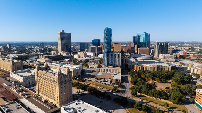 Commercial properties and skyline in Tarrant County, Texas served by our roofing team